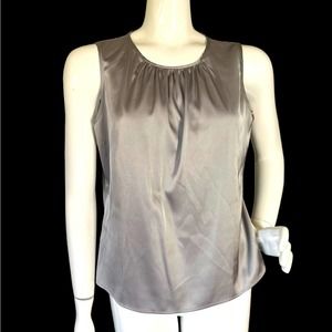 CALVIN KLEIN Grey Silk sleeveless top Size Petite Large